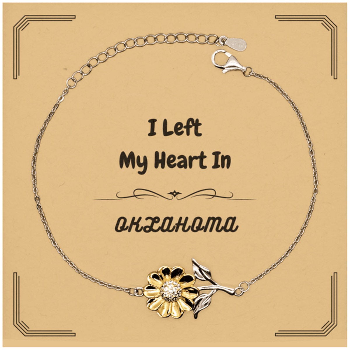 I Left My Heart In Oklahoma Gifts, Meaningful Oklahoma State for Friends, Men, Women. Sunflower Bracelet for Oklahoma People - Mallard Moon Gift Shop