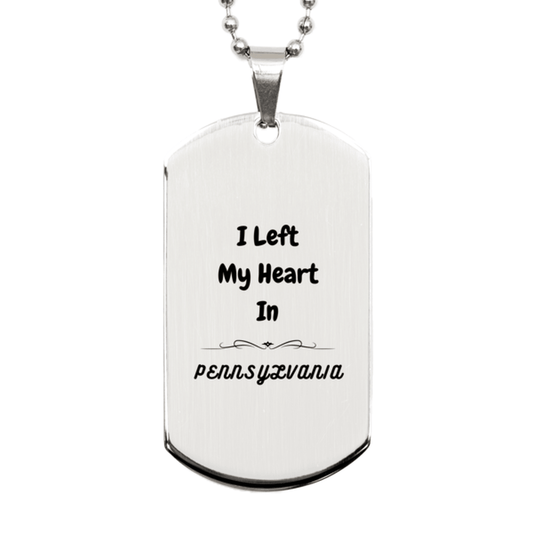 I Left My Heart In Pennsylvania Gifts, Meaningful Pennsylvania State for Friends, Men, Women. Silver Dog Tag for Pennsylvania People - Mallard Moon Gift Shop