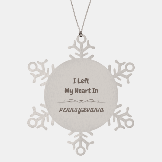 I Left My Heart In Pennsylvania Gifts, Meaningful Pennsylvania State for Friends, Men, Women. Snowflake Ornament for Pennsylvania People - Mallard Moon Gift Shop