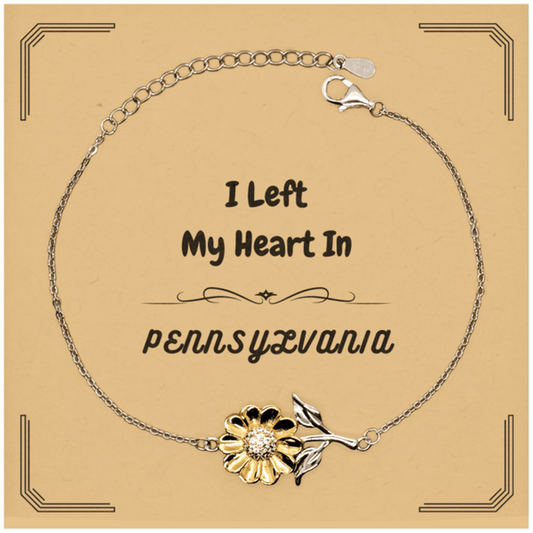 I Left My Heart In Pennsylvania Gifts, Meaningful Pennsylvania State for Friends, Men, Women. Sunflower Bracelet for Pennsylvania People - Mallard Moon Gift Shop