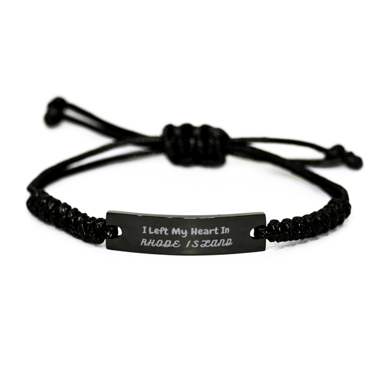 I Left My Heart In Rhode Island Gifts, Meaningful Rhode Island State for Friends, Men, Women. Black Rope Bracelet for Rhode Island People - Mallard Moon Gift Shop