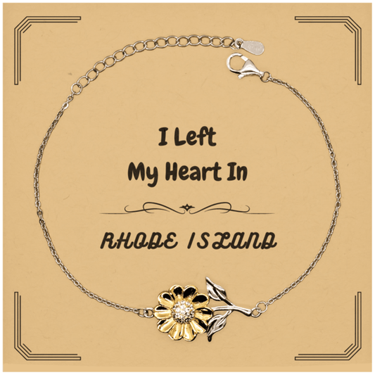 I Left My Heart In Rhode Island Gifts, Meaningful Rhode Island State for Friends, Men, Women. Sunflower Bracelet for Rhode Island People - Mallard Moon Gift Shop