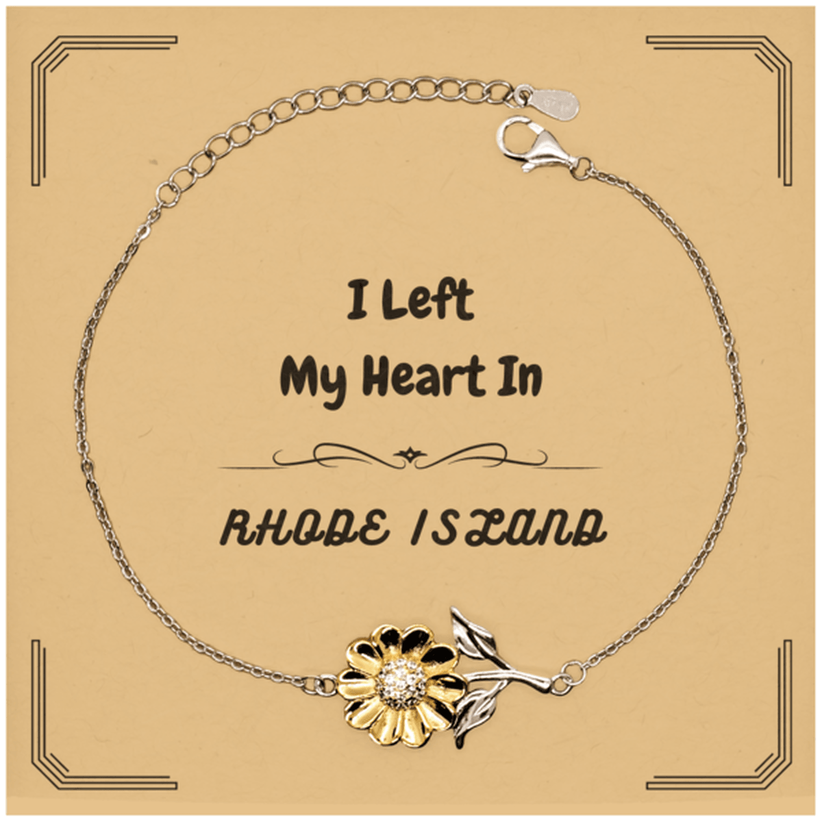 I Left My Heart In Rhode Island Gifts, Meaningful Rhode Island State for Friends, Men, Women. Sunflower Bracelet for Rhode Island People - Mallard Moon Gift Shop