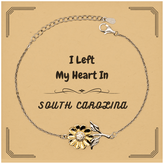 I Left My Heart In South Carolina Gifts, Meaningful South Carolina State for Friends, Men, Women. Sunflower Bracelet for South Carolina People - Mallard Moon Gift Shop