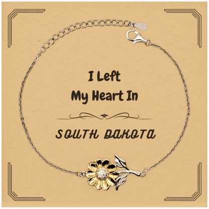 I Left My Heart In South Dakota Gifts, Meaningful South Dakota State for Friends, Men, Women. Sunflower Bracelet for South Dakota People - Mallard Moon Gift Shop