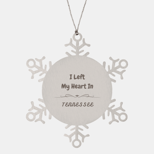 I Left My Heart In Tennessee Gifts, Meaningful Tennessee State for Friends, Men, Women. Snowflake Ornament for Tennessee People - Mallard Moon Gift Shop