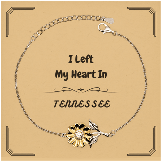 I Left My Heart In Tennessee Gifts, Meaningful Tennessee State for Friends, Men, Women. Sunflower Bracelet for Tennessee People - Mallard Moon Gift Shop
