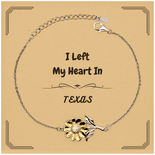 I Left My Heart In Texas Gifts, Meaningful Texas State for Friends, Men, Women. Sunflower Bracelet for Texas People - Mallard Moon Gift Shop
