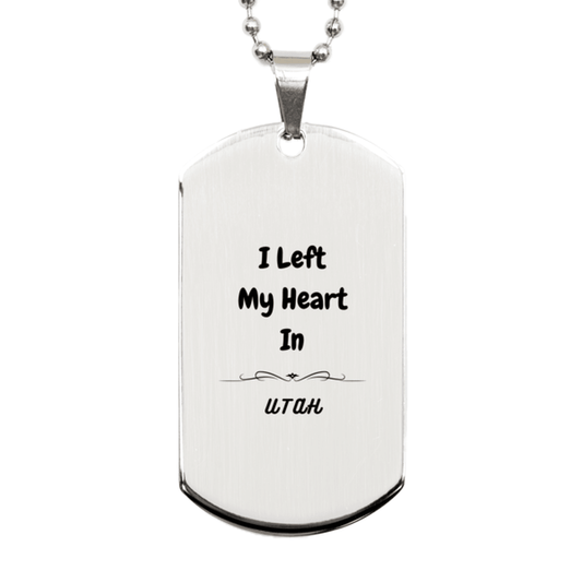 I Left My Heart In Utah Gifts, Meaningful Utah State for Friends, Men, Women. Silver Dog Tag for Utah People - Mallard Moon Gift Shop