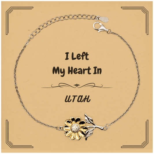 I Left My Heart In Utah Gifts, Meaningful Utah State for Friends, Men, Women. Sunflower Bracelet for Utah People - Mallard Moon Gift Shop