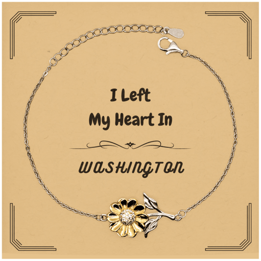 I Left My Heart In Washington Gifts, Meaningful Washington State for Friends, Men, Women. Sunflower Bracelet for Washington People - Mallard Moon Gift Shop