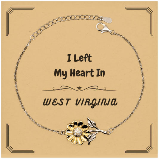 I Left My Heart In West Virginia Gifts, Meaningful West Virginia State for Friends, Men, Women. Sunflower Bracelet for West Virginia People - Mallard Moon Gift Shop