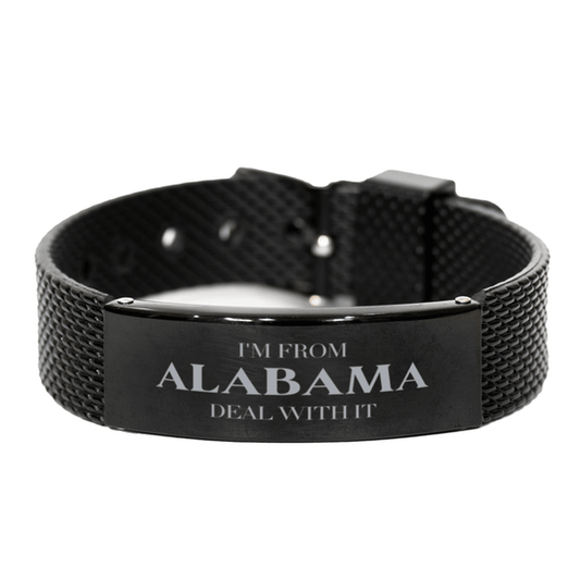 I'm from Alabama, Deal with it, Proud Alabama State Gifts, Alabama Black Shark Mesh Bracelet Gift Idea, Christmas Gifts for Alabama People, Coworkers, Colleague - Mallard Moon Gift Shop