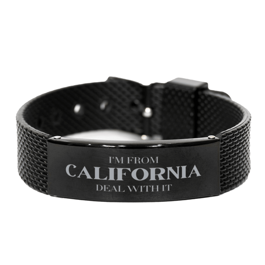 I'm from California, Deal with it, Proud California State Gifts, California Black Shark Mesh Bracelet Gift Idea, Christmas Gifts for California People, Coworkers, Colleague - Mallard Moon Gift Shop