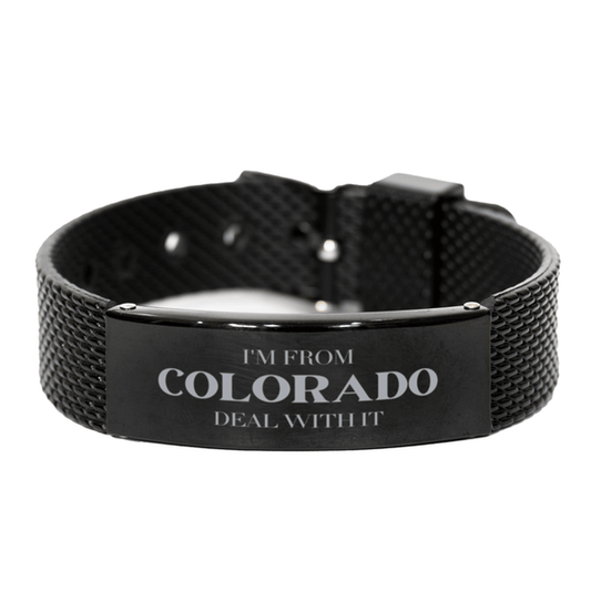 I'm from Colorado, Deal with it, Proud Colorado State Gifts, Colorado Black Shark Mesh Bracelet Gift Idea, Christmas Gifts for Colorado People, Coworkers, Colleague - Mallard Moon Gift Shop