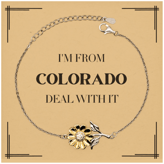I'm from Colorado, Deal with it, Proud Colorado State Gifts, Colorado Sunflower Bracelet Gift Idea, Christmas Gifts for Colorado People, Coworkers, Colleague - Mallard Moon Gift Shop