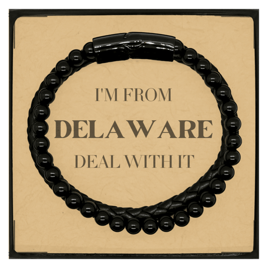 I'm from Delaware, Deal with it, Proud Delaware State Gifts, Delaware Stone Leather Bracelets Gift Idea, Christmas Gifts for Delaware People, Coworkers, Colleague - Mallard Moon Gift Shop