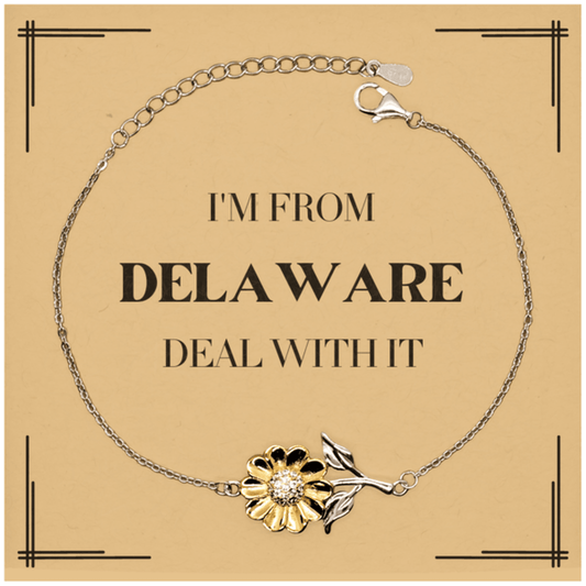 I'm from Delaware, Deal with it, Proud Delaware State Gifts, Delaware Sunflower Bracelet Gift Idea, Christmas Gifts for Delaware People, Coworkers, Colleague - Mallard Moon Gift Shop