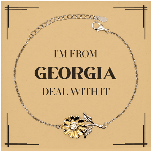 I'm from Georgia, Deal with it, Proud Georgia State Gifts, Georgia Sunflower Bracelet Gift Idea, Christmas Gifts for Georgia People, Coworkers, Colleague - Mallard Moon Gift Shop
