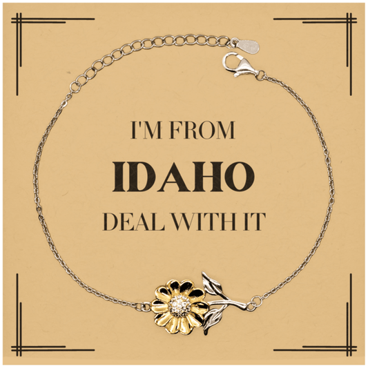 I'm from Idaho, Deal with it, Proud Idaho State Gifts, Idaho Sunflower Bracelet Gift Idea, Christmas Gifts for Idaho People, Coworkers, Colleague - Mallard Moon Gift Shop