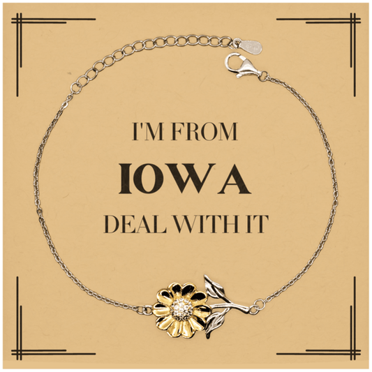 I'm from Iowa, Deal with it, Proud Iowa State Gifts, Iowa Sunflower Bracelet Gift Idea, Christmas Gifts for Iowa People, Coworkers, Colleague - Mallard Moon Gift Shop
