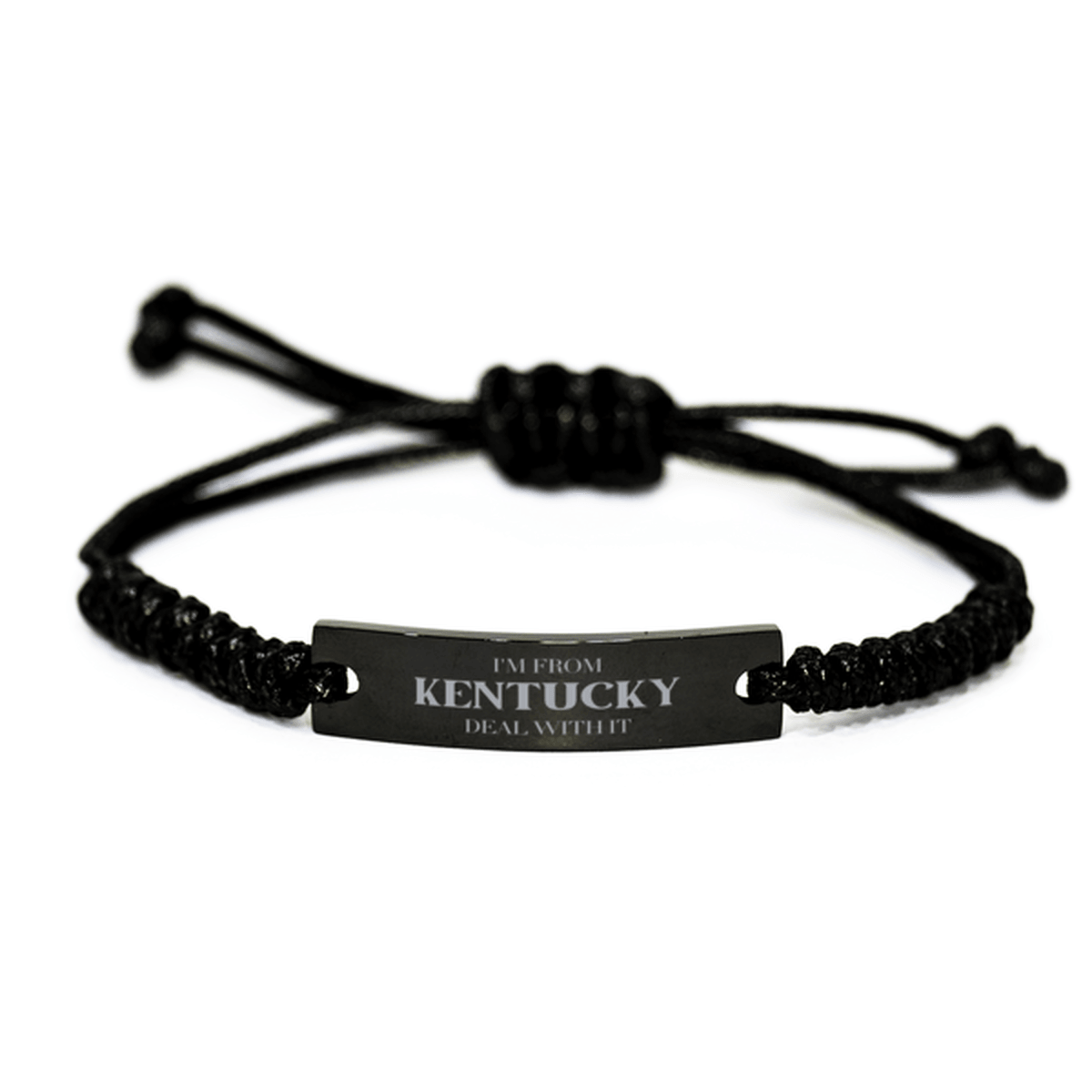 I'm from Kentucky, Deal with it, Proud Kentucky State Gifts, Kentucky Black Rope Bracelet Gift Idea, Christmas Gifts for Kentucky People, Coworkers, Colleague - Mallard Moon Gift Shop