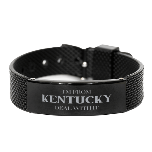 I'm from Kentucky, Deal with it, Proud Kentucky State Gifts, Kentucky Black Shark Mesh Bracelet Gift Idea, Christmas Gifts for Kentucky People, Coworkers, Colleague - Mallard Moon Gift Shop