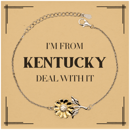 I'm from Kentucky, Deal with it, Proud Kentucky State Gifts, Kentucky Sunflower Bracelet Gift Idea, Christmas Gifts for Kentucky People, Coworkers, Colleague - Mallard Moon Gift Shop