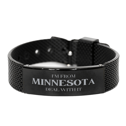 I'm from Minnesota, Deal with it, Proud Minnesota State Gifts, Minnesota Black Shark Mesh Bracelet Gift Idea, Christmas Gifts for Minnesota People, Coworkers, Colleague - Mallard Moon Gift Shop