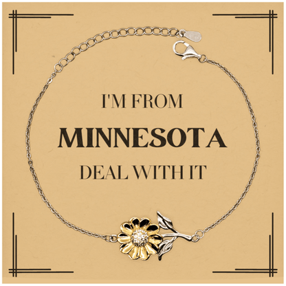 I'm from Minnesota, Deal with it, Proud Minnesota State Gifts, Minnesota Sunflower Bracelet Gift Idea, Christmas Gifts for Minnesota People, Coworkers, Colleague - Mallard Moon Gift Shop