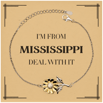 I'm from Mississippi, Deal with it, Proud Mississippi State Gifts, Mississippi Sunflower Bracelet Gift Idea, Christmas Gifts for Mississippi People, Coworkers, Colleague - Mallard Moon Gift Shop