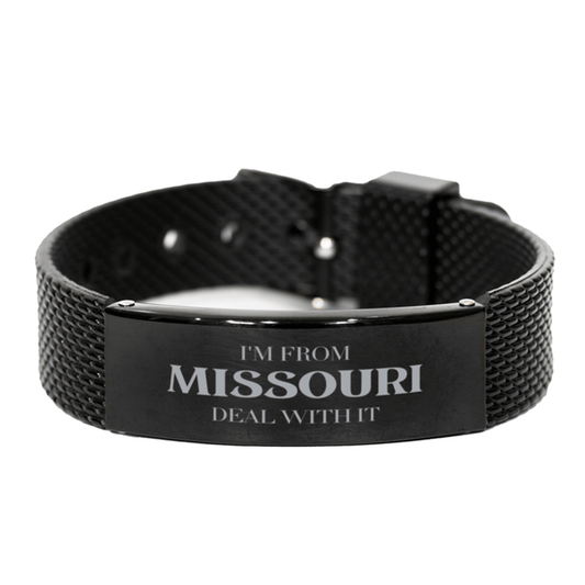 I'm from Missouri, Deal with it, Proud Missouri State Gifts, Missouri Black Shark Mesh Bracelet Gift Idea, Christmas Gifts for Missouri People, Coworkers, Colleague - Mallard Moon Gift Shop