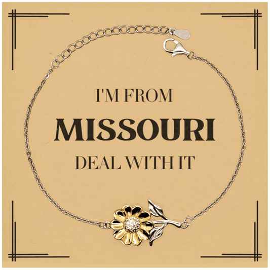 I'm from Missouri, Deal with it, Proud Missouri State Gifts, Missouri Sunflower Bracelet Gift Idea, Christmas Gifts for Missouri People, Coworkers, Colleague - Mallard Moon Gift Shop
