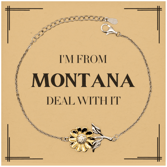 I'm from Montana, Deal with it, Proud Montana State Gifts, Montana Sunflower Bracelet Gift Idea, Christmas Gifts for Montana People, Coworkers, Colleague - Mallard Moon Gift Shop
