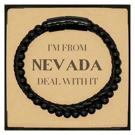 I'm from Nevada, Deal with it, Proud Nevada State Gifts, Nevada Stone Leather Bracelets Gift Idea, Christmas Gifts for Nevada People, Coworkers, Colleague - Mallard Moon Gift Shop
