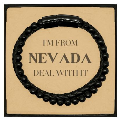 I'm from Nevada, Deal with it, Proud Nevada State Gifts, Nevada Stone Leather Bracelets Gift Idea, Christmas Gifts for Nevada People, Coworkers, Colleague - Mallard Moon Gift Shop