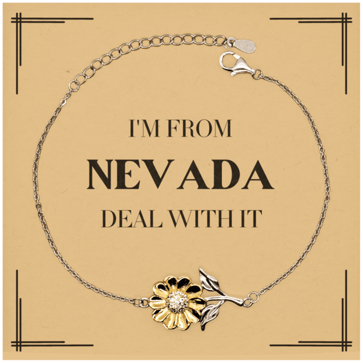 I'm from Nevada, Deal with it, Proud Nevada State Gifts, Nevada Sunflower Bracelet Gift Idea, Christmas Gifts for Nevada People, Coworkers, Colleague - Mallard Moon Gift Shop