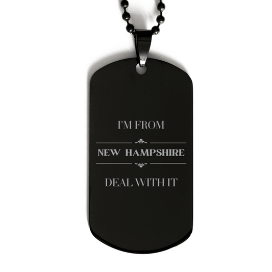 I'm from New Hampshire, Deal with it, Proud New Hampshire State Gifts, New Hampshire Black Dog Tag Gift Idea, Christmas Gifts for New Hampshire People, Coworkers, Colleague - Mallard Moon Gift Shop