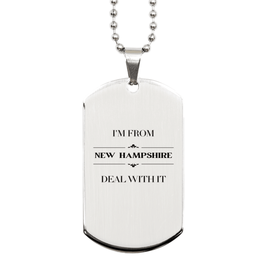 I'm from New Hampshire, Deal with it, Proud New Hampshire State Gifts, New Hampshire Silver Dog Tag Gift Idea, Christmas Gifts for New Hampshire People, Coworkers, Colleague - Mallard Moon Gift Shop
