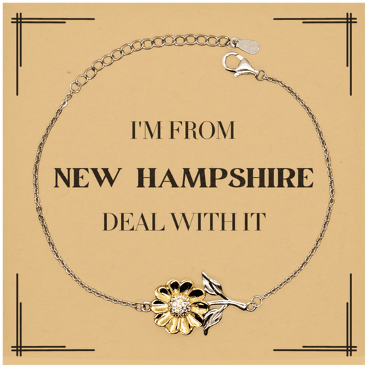 I'm from New Hampshire, Deal with it, Proud New Hampshire State Gifts, New Hampshire Sunflower Bracelet Gift Idea, Christmas Gifts for New Hampshire People, Coworkers, Colleague - Mallard Moon Gift Shop