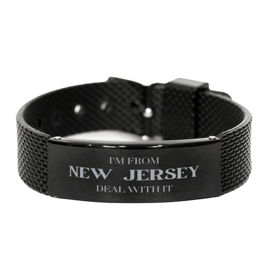 I'm from New Jersey, Deal with it, Proud New Jersey State Gifts, New Jersey Black Shark Mesh Bracelet Gift Idea, Christmas Gifts for New Jersey People, Coworkers, Colleague - Mallard Moon Gift Shop