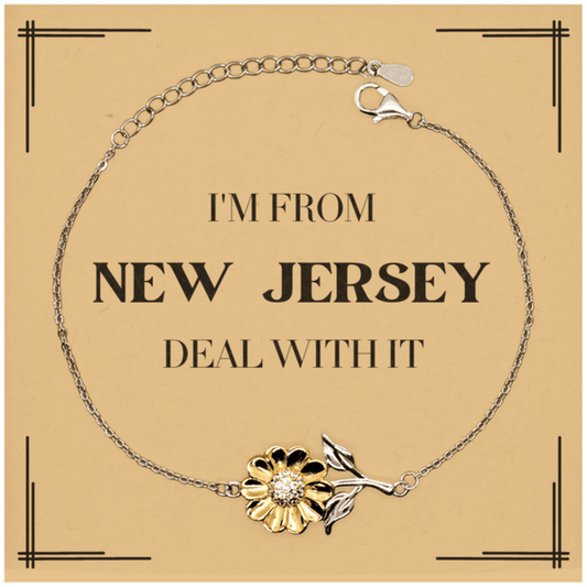 I'm from New Jersey, Deal with it, Proud New Jersey State Gifts, New Jersey Sunflower Bracelet Gift Idea, Christmas Gifts for New Jersey People, Coworkers, Colleague - Mallard Moon Gift Shop