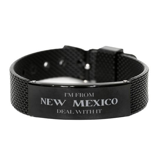 I'm from New Mexico, Deal with it, Proud New Mexico State Gifts, New Mexico Black Shark Mesh Bracelet Gift Idea, Christmas Gifts for New Mexico People, Coworkers, Colleague - Mallard Moon Gift Shop