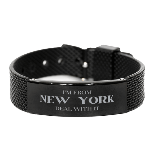 I'm from New York, Deal with it, Proud New York State Gifts, Shark Mesh Bracelet Gift Idea, Christmas Gifts for Coworkers, Colleague - Mallard Moon Gift Shop
