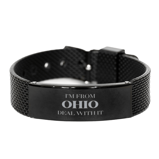 I'm from Ohio, Deal with it, Proud Ohio State Gifts, Ohio Black Shark Mesh Bracelet Gift Idea, Christmas Gifts for Ohio People, Coworkers, Colleague - Mallard Moon Gift Shop