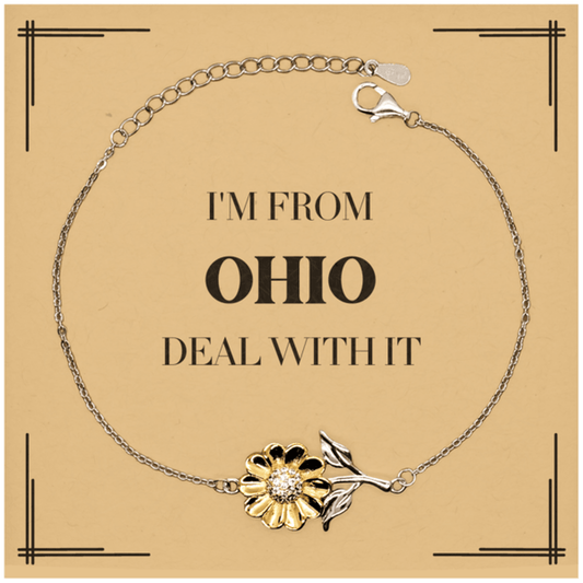 I'm from Ohio, Deal with it, Proud Ohio State Gifts, Ohio Sunflower Bracelet Gift Idea, Christmas Gifts for Ohio People, Coworkers, Colleague - Mallard Moon Gift Shop