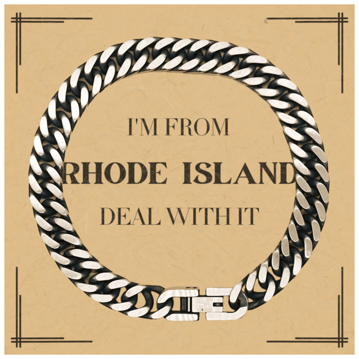 I'm from Rhode Island, Deal with it, Proud Rhode Island State Gifts, Rhode Island Cuban Link Chain Bracelet Gift Idea, Christmas Gifts for Rhode Island People, Coworkers, Colleague - Mallard Moon Gift Shop