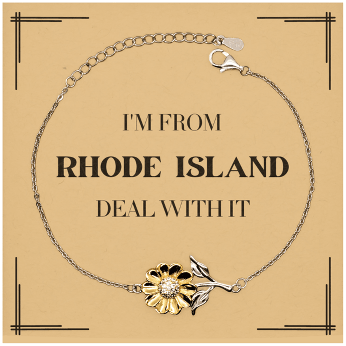 I'm from Rhode Island, Deal with it, Proud Rhode Island State Gifts, Rhode Island Sunflower Bracelet Gift Idea, Christmas Gifts for Rhode Island People, Coworkers, Colleague - Mallard Moon Gift Shop