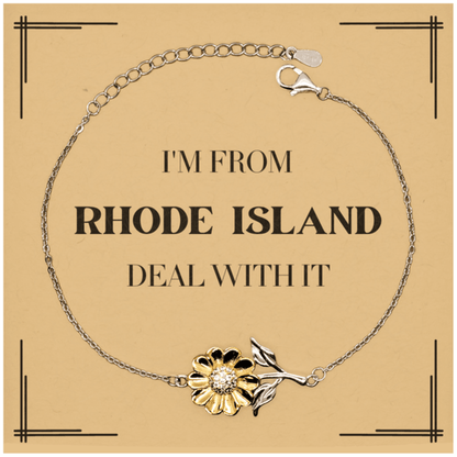 I'm from Rhode Island, Deal with it, Proud Rhode Island State Gifts, Rhode Island Sunflower Bracelet Gift Idea, Christmas Gifts for Rhode Island People, Coworkers, Colleague - Mallard Moon Gift Shop