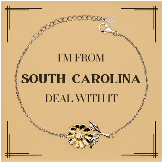 I'm from South Carolina, Deal with it, Proud South Carolina State Gifts, South Carolina Sunflower Bracelet Gift Idea, Christmas Gifts for South Carolina People, Coworkers, Colleague - Mallard Moon Gift Shop